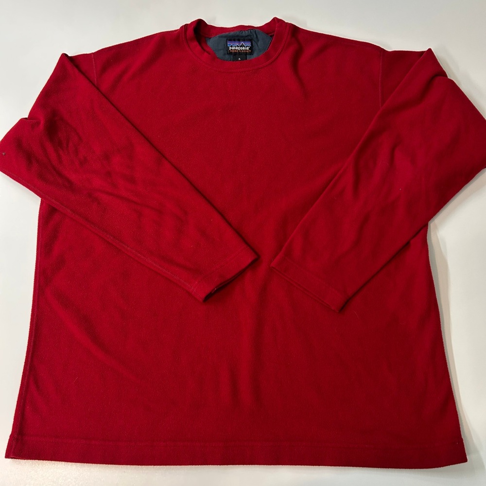 Patagonia Micro D-Luxe Fleece Pullover Mens XL Red Long Sleeve Crew Neck Top